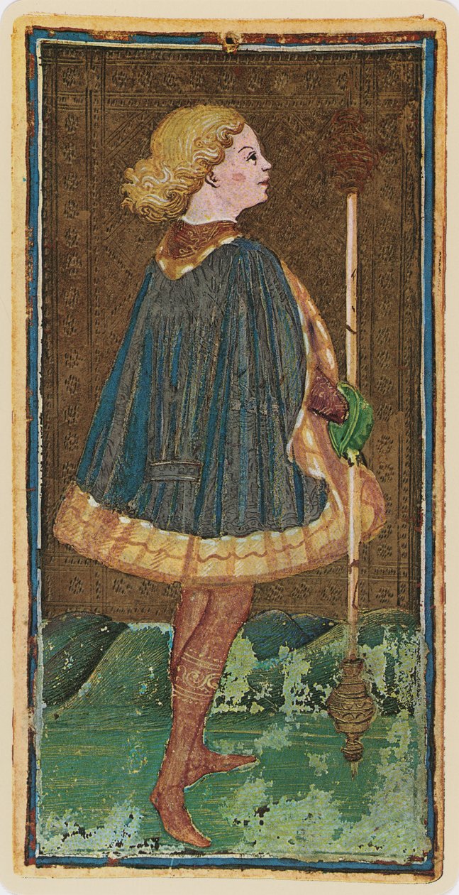 The Knave of Wands, Facsimile of a Tarot Card from the 