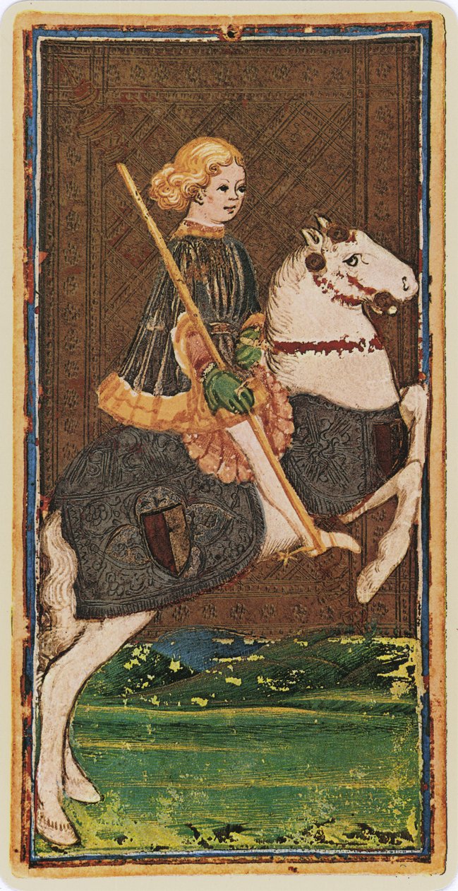 The Knight of Wands, facsimile of a tarot card from the 