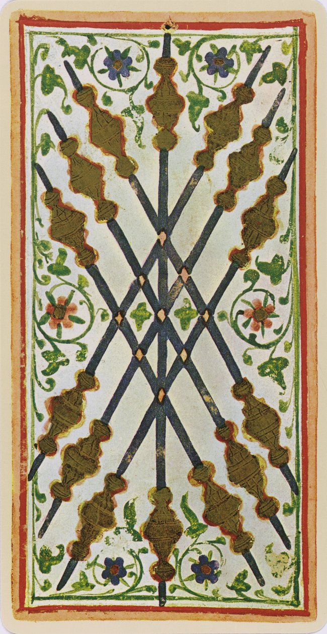 The Seven of Wands, Facsimile of a Tarot Card from the 