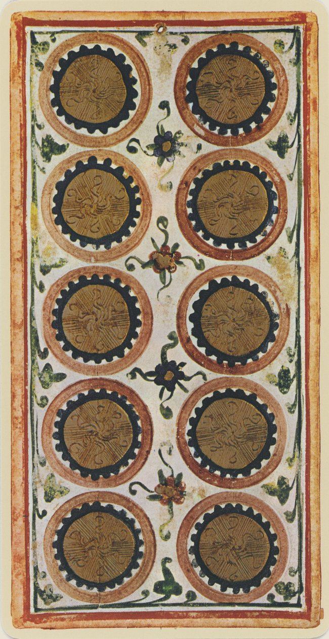The Ten of Coins, facsimile of a tarot card from the 
