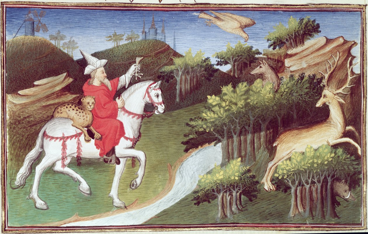 The Great Khan releases his eagle against a doe, from the 