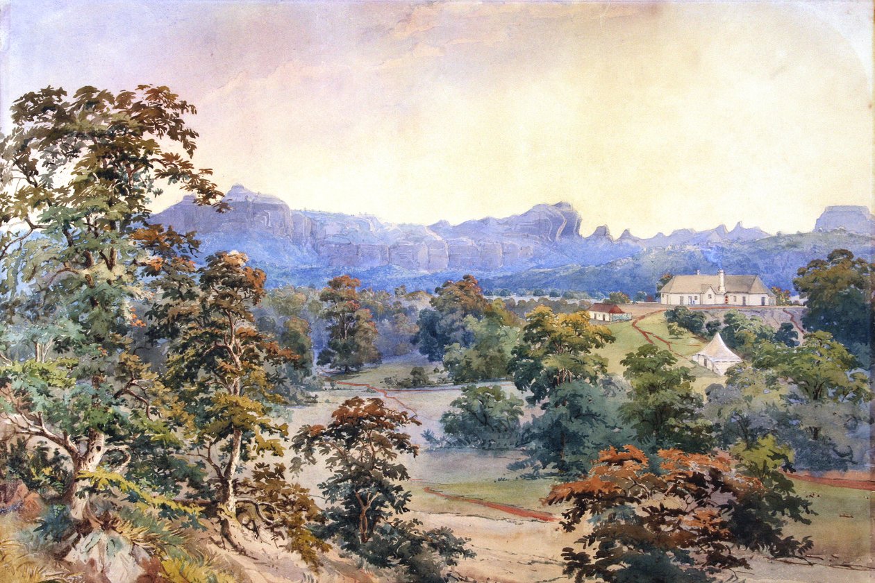 A Homestead in a Valley by British School