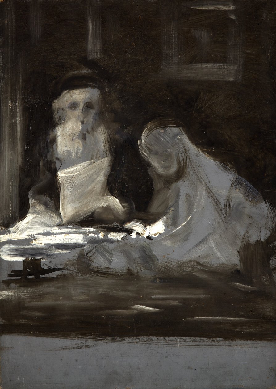 Sketch of Two Seated Figures by British School
