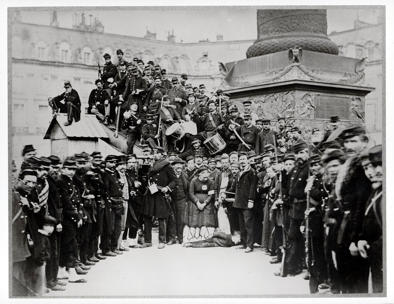Federes Before the Vendome Column During the Commune by Bruno Braquehais
