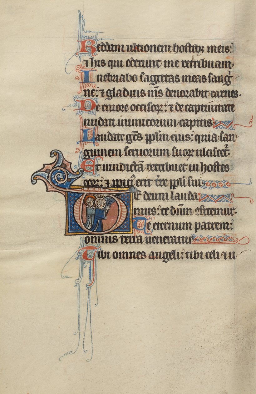 Initial T: Two Angels Kneeling in Prayer by Bute Master