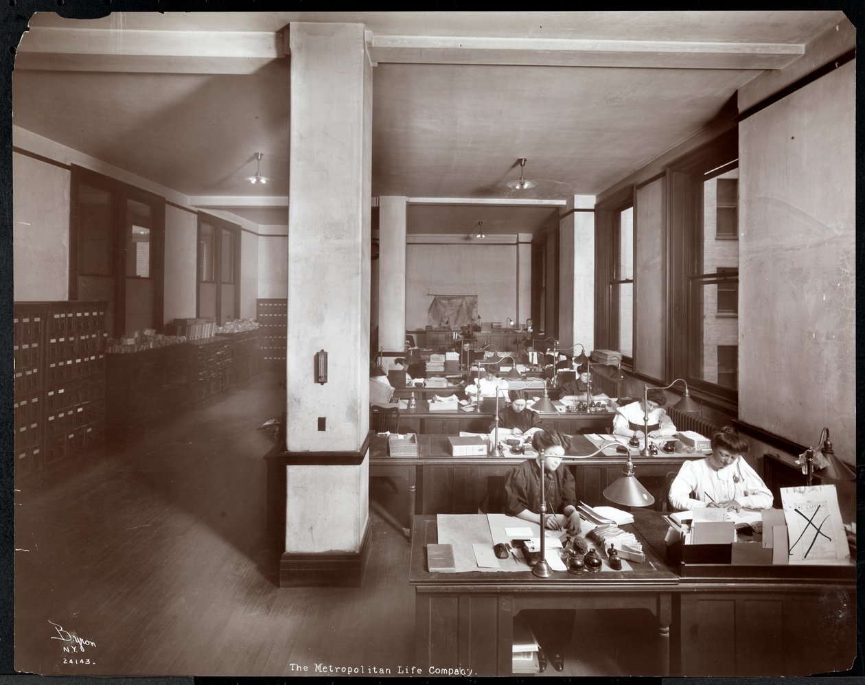 Women Working in an Office at the Metropolitan Life Insurance Co., New York by Byron Company