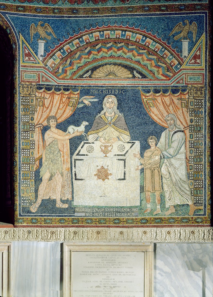 Abraham, Isaac and Melchisedech by Byzantine School