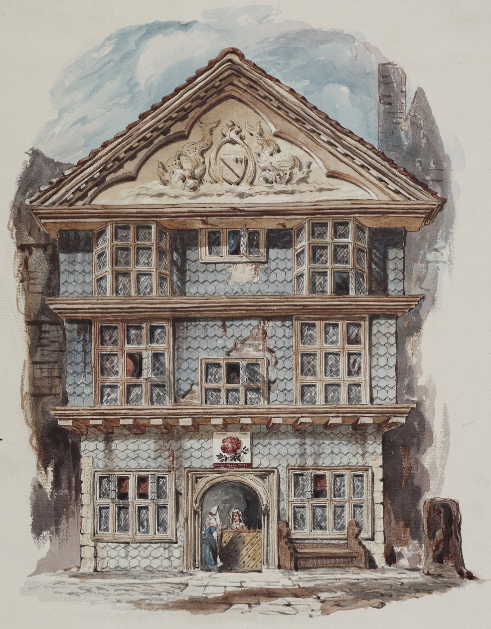Retrospective view of the Rose Tavern, Fenchurch Street in 1730 by C. Williams