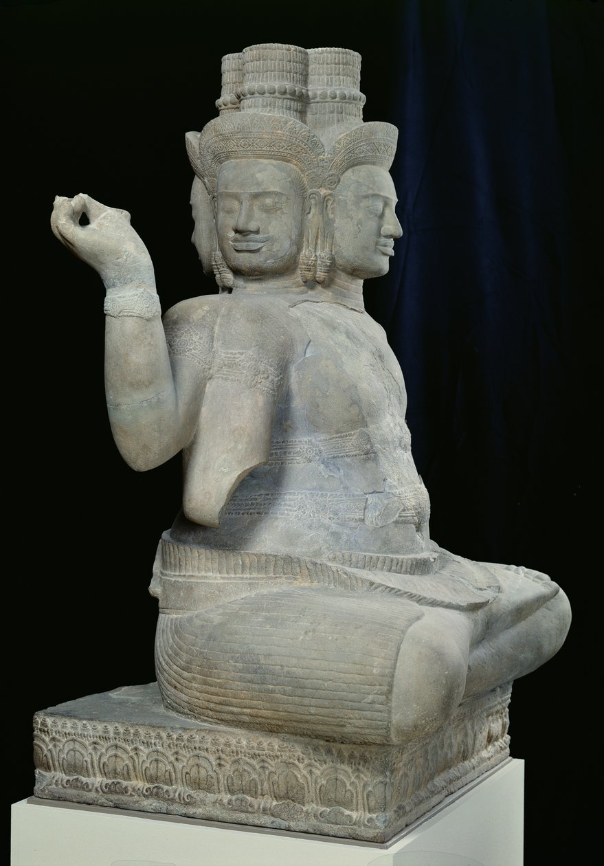 Sculpture of Brahma with Four Faces, from Batambang, Cambodia, Koh Ker Style by Cambodian School