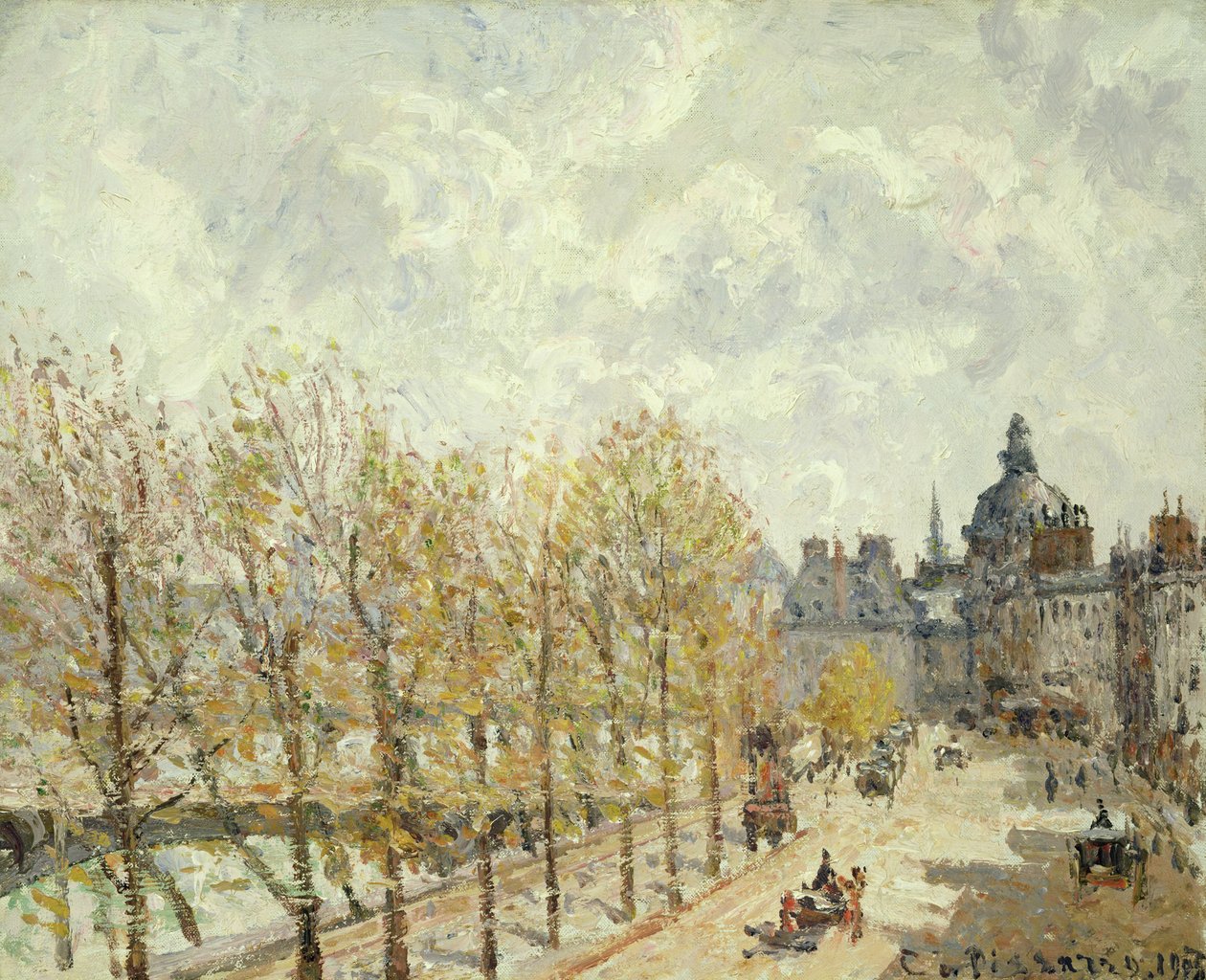 The Malaquais Quay in the Morning, Sunny Weather by Camille Jacob Pissarro