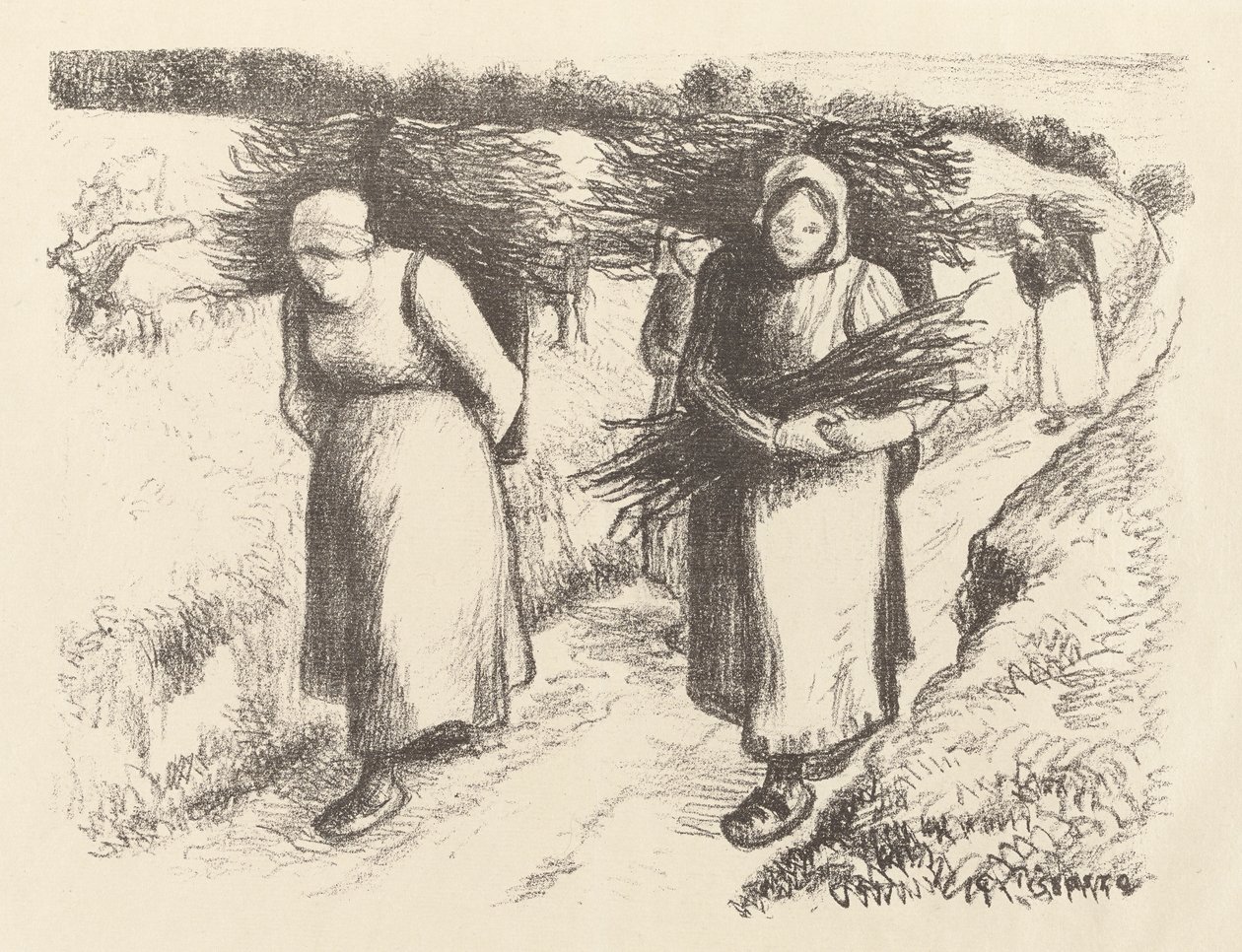 Firewood Carriers by Camille Pissarro