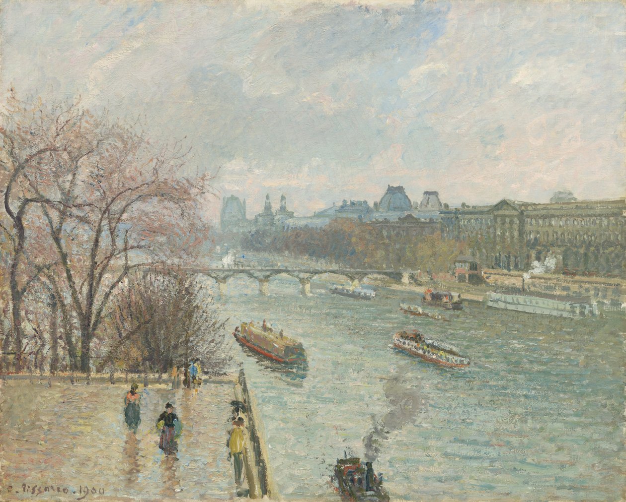 The Louvre, Afternoon, Rainy Weather by Camille Pissarro