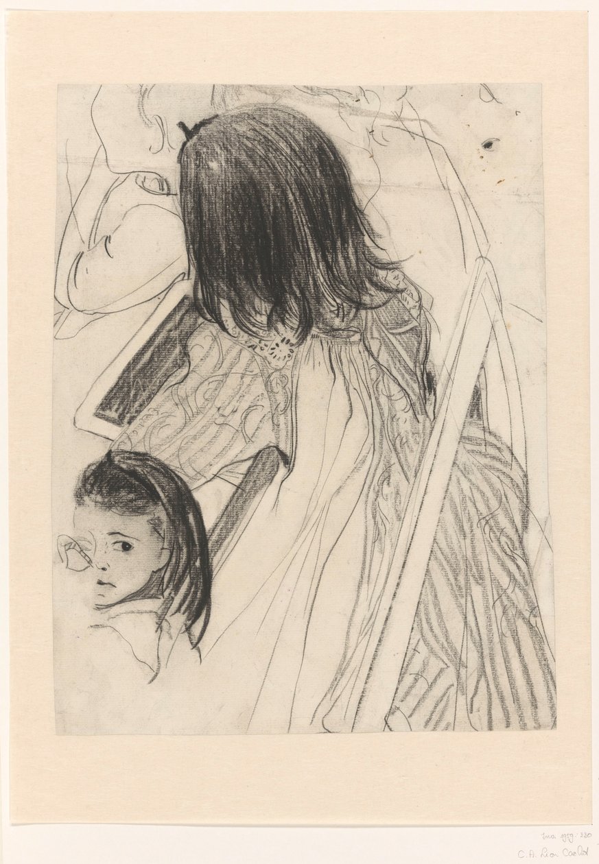 Sketch Sheet with Sitting Schoolgirl by Carel Adolph Lion Cachet