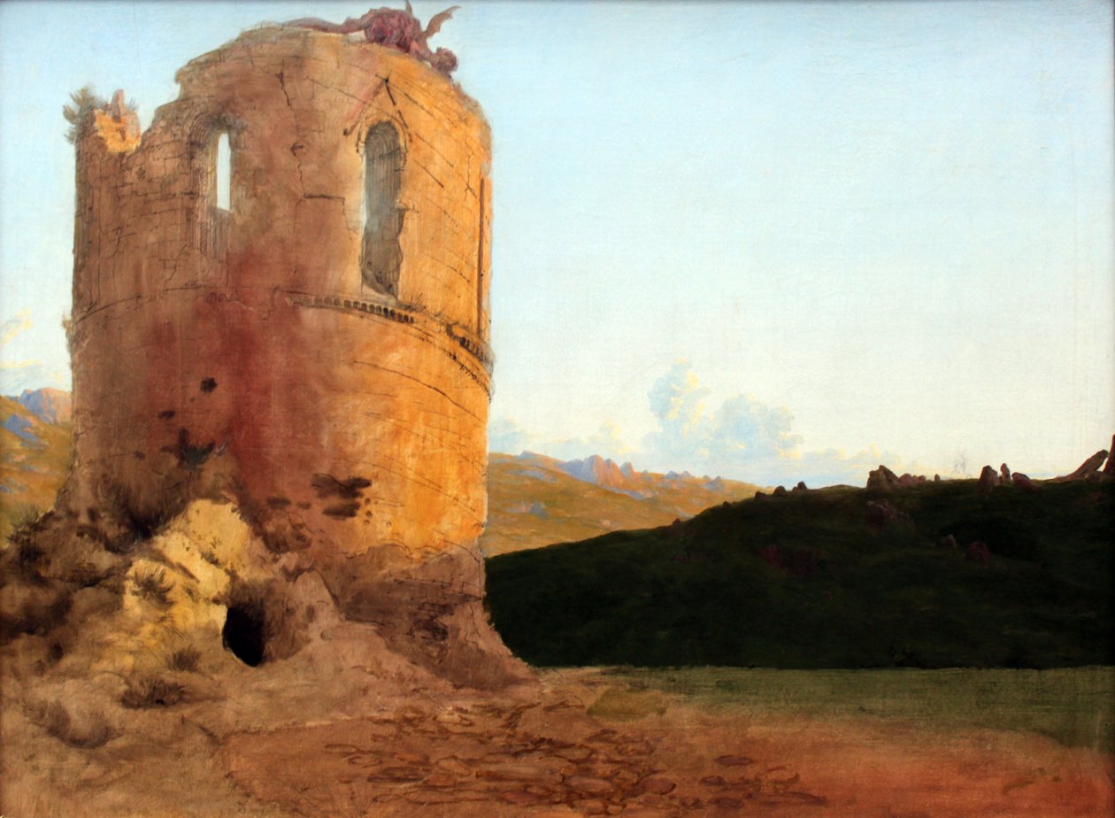 Tower Ruins with Dragon by Carl Blechen