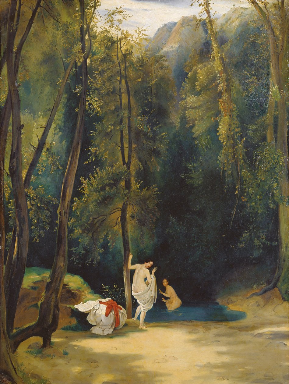 Woman Bathing in the Park of Terni by Carl Blechen