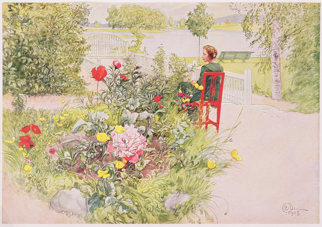 Summer in Sundborn, 1913, from a commercially printed portfolio, published in 1939 by Carl Larsson