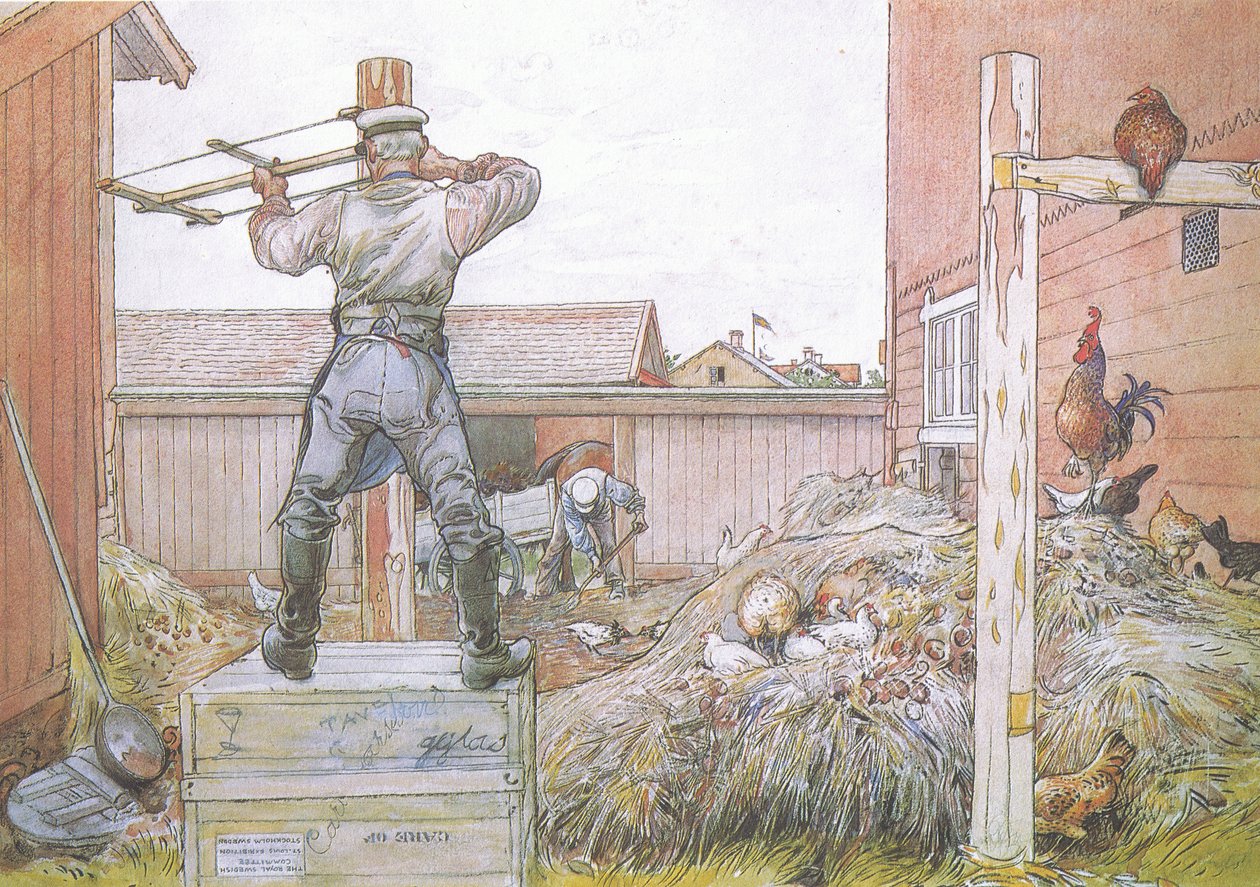 The Cock Went on Crowing All the Time Elfstrom Sawed and Hammered by Carl Larsson