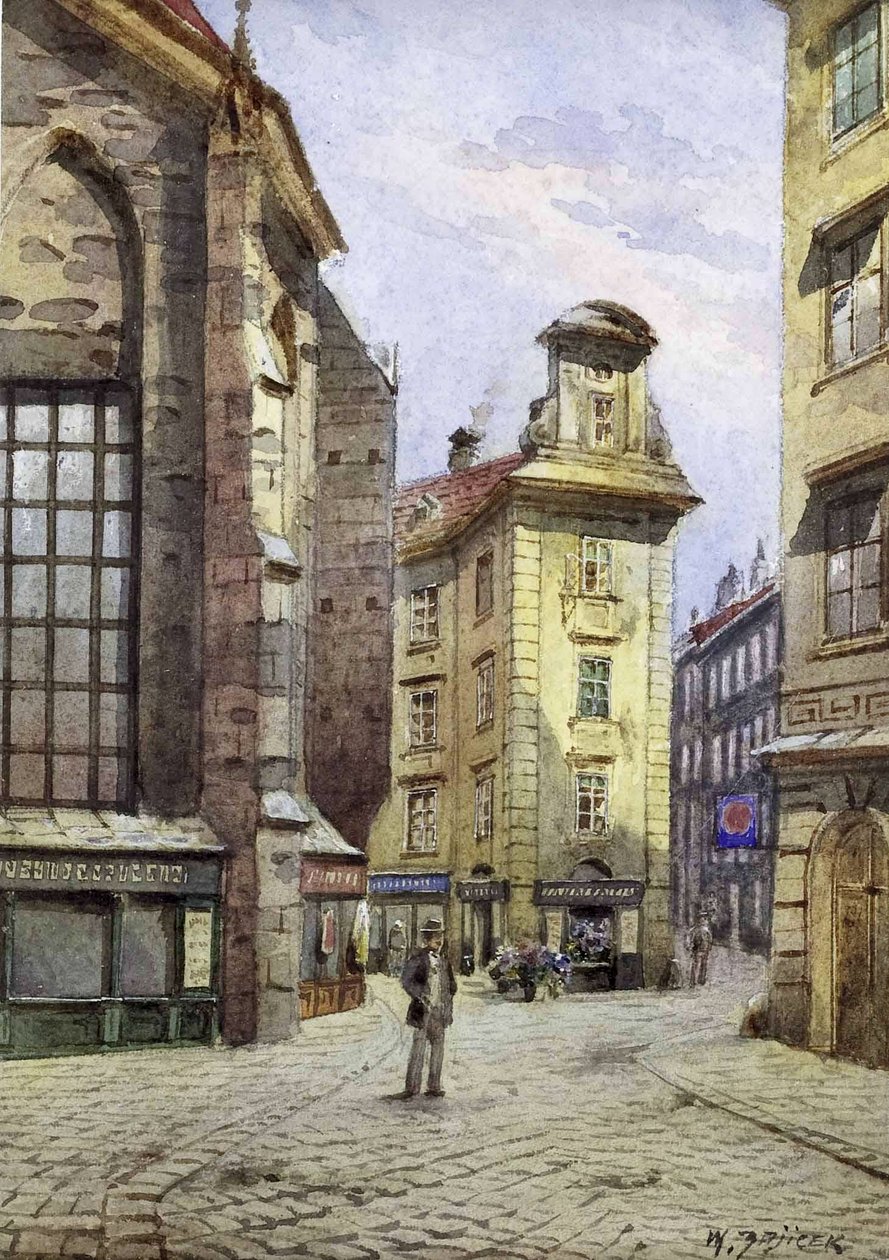 View into Kurrentgasse in Vienna by Carl Wenzel Zajicek