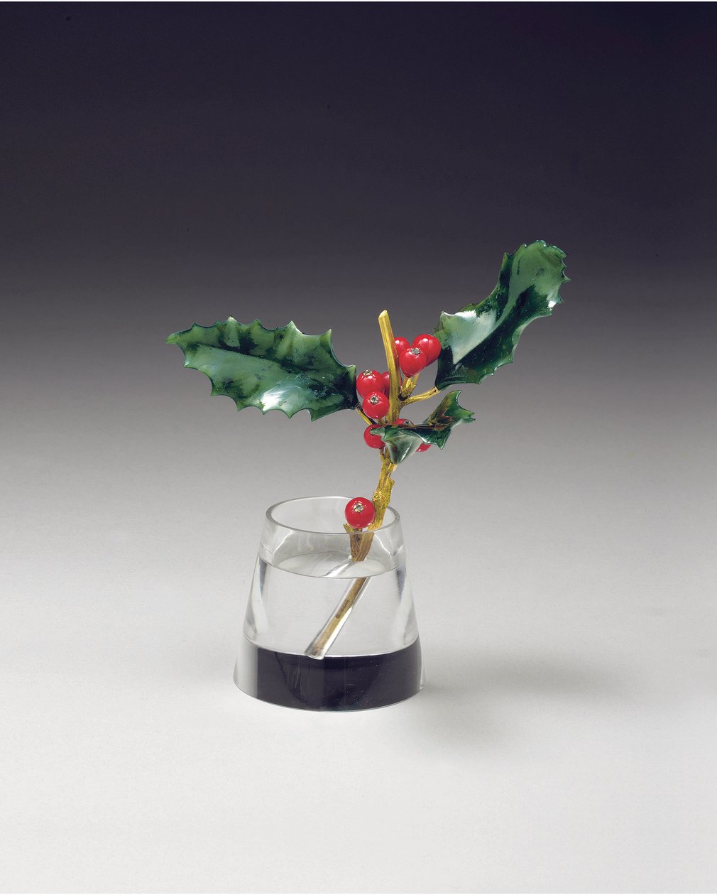 Holly spray in a tapering vase, c.1890 by Carl Fabergé