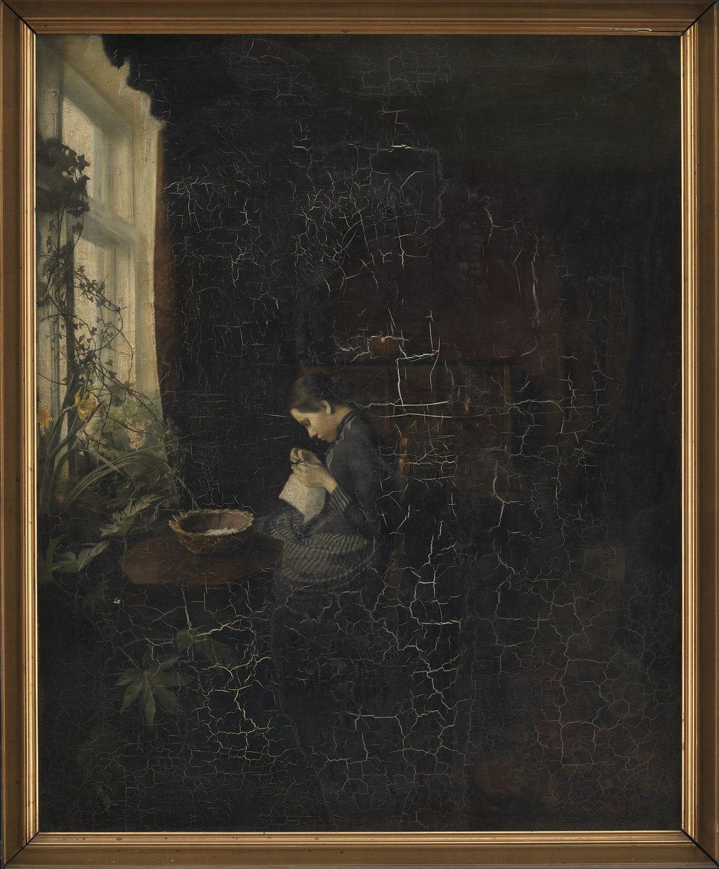 Interior with a Girl Sewing by Carl Holsoe