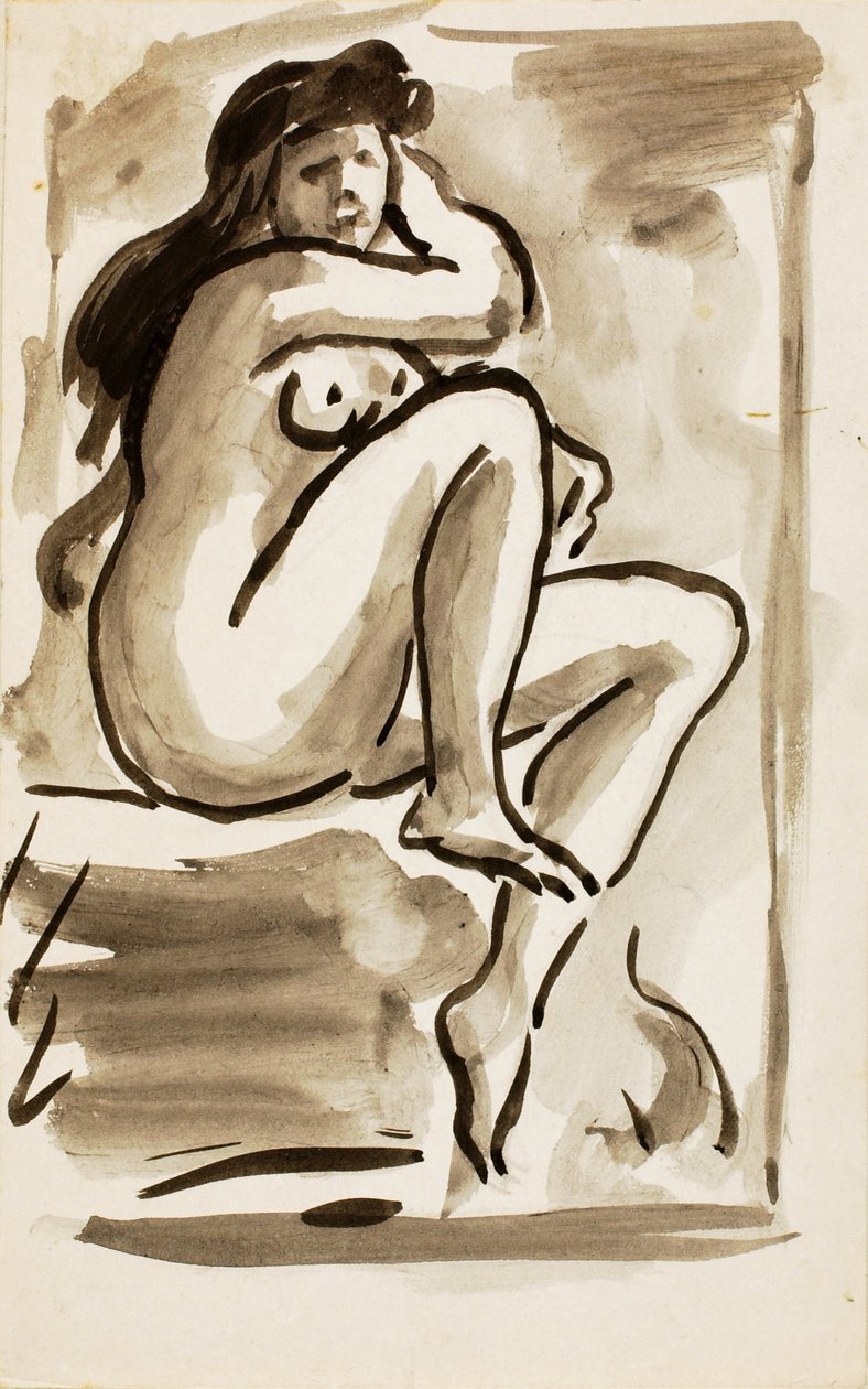 Seated Female Nude by Carl Newman