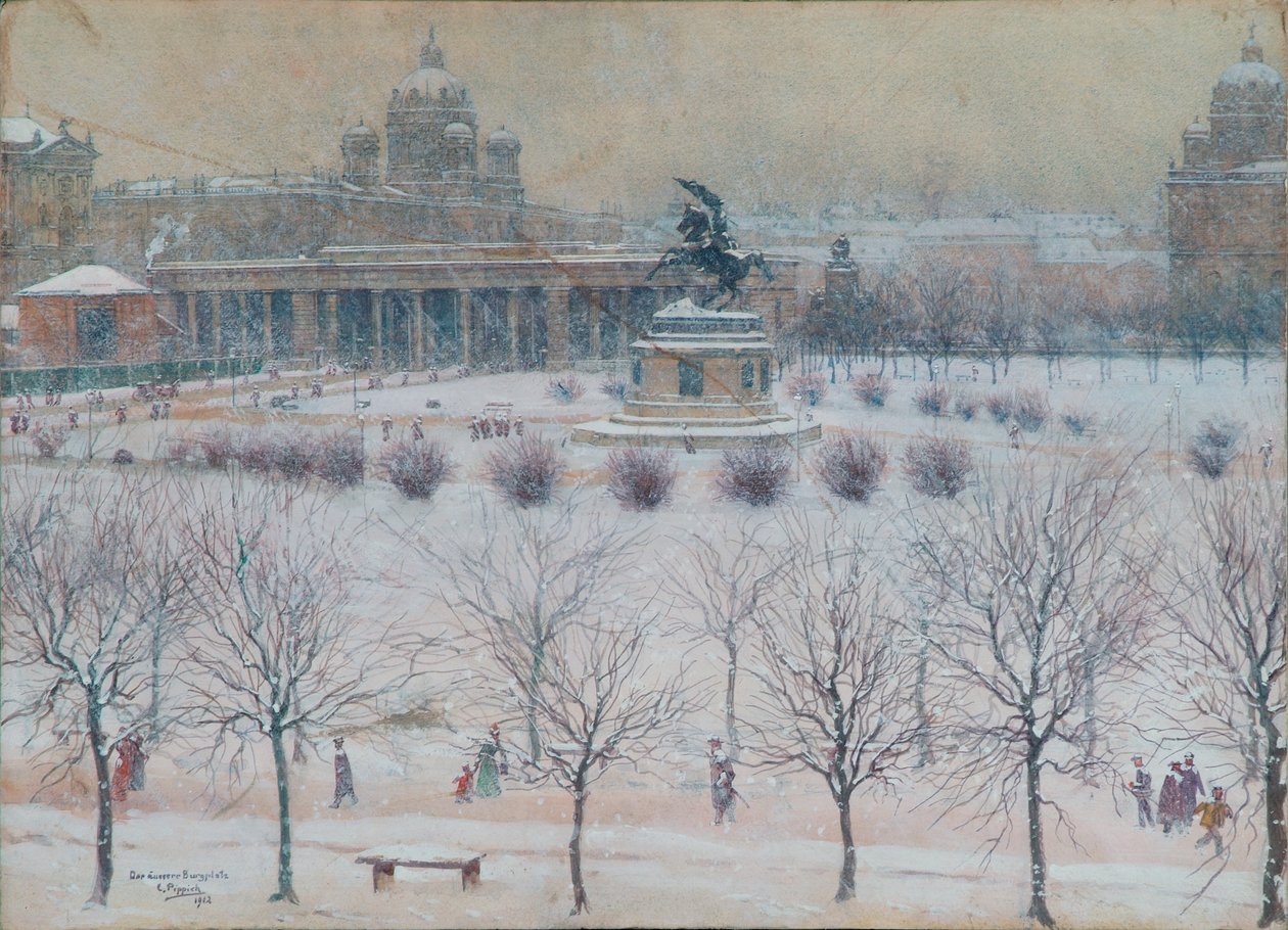The Outer Castle Square in Vienna in Winter by Carl Pippich