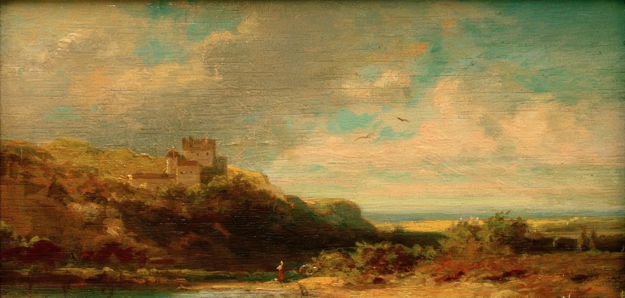 Landscape with River Valley and Castle by Carl Spitzweg