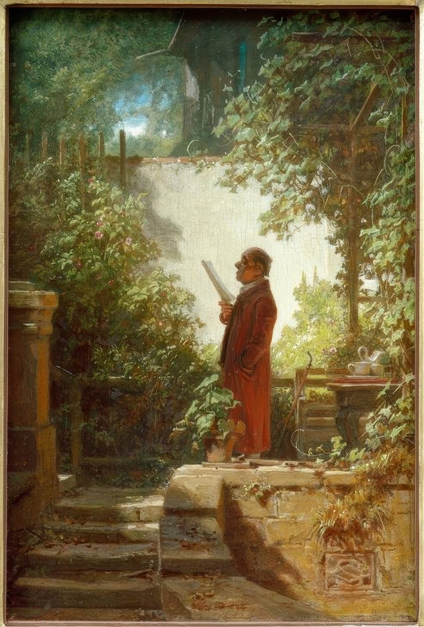 Newspaper Reader in the Garden by Carl Spitzweg