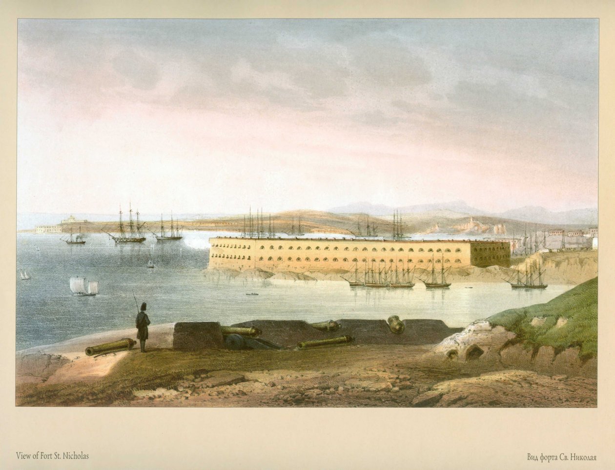 Carlo Bossoli. View of Fort Saint Nicholas by Carlo Bossoli