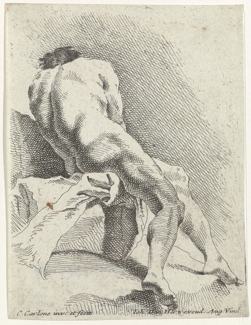 Seated Male Nude, Seen from Behind by Carlo Innocenzo Carlone