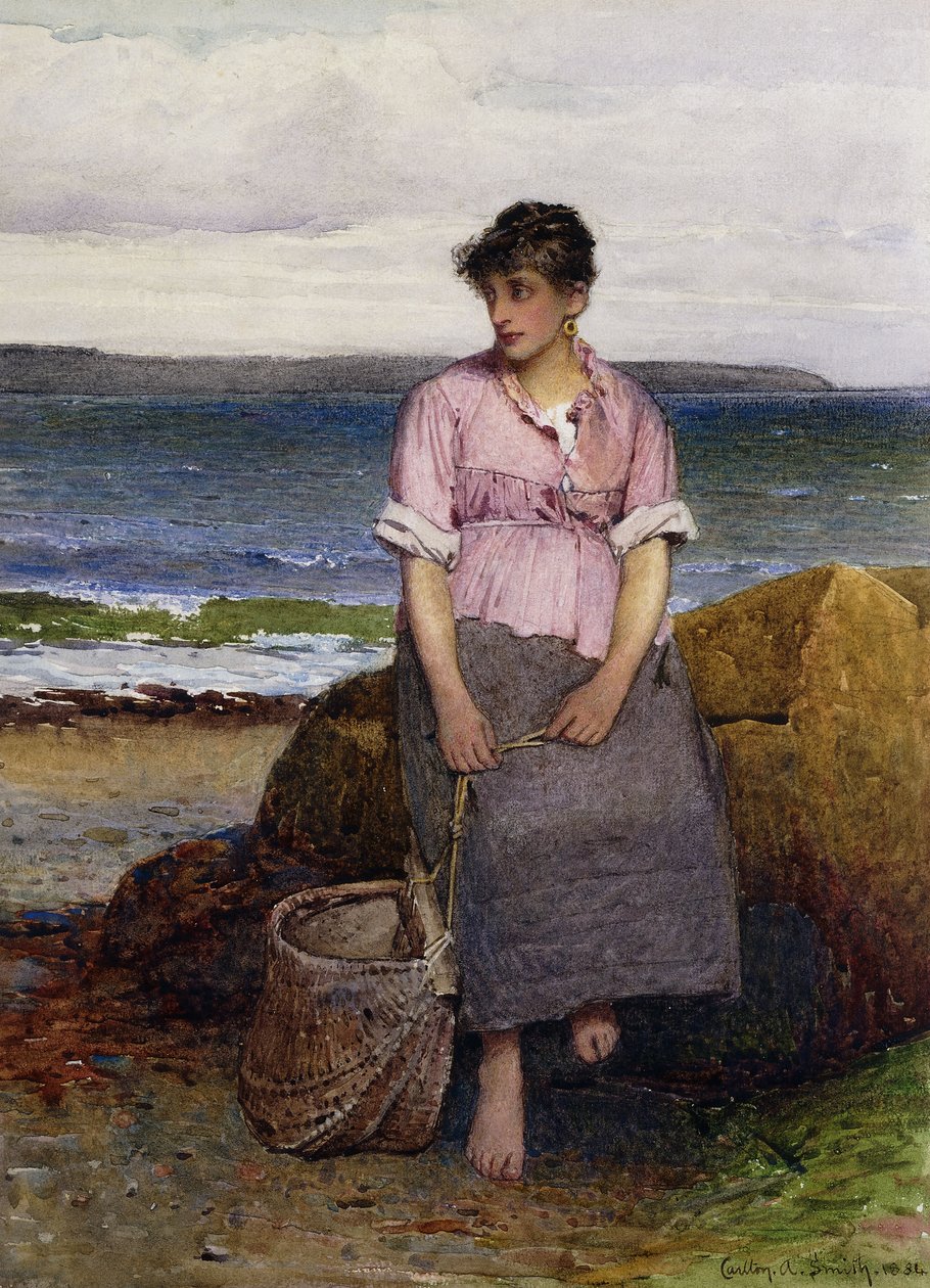 A Young Fishergirl by the Sea by Carlton Alfred Smith