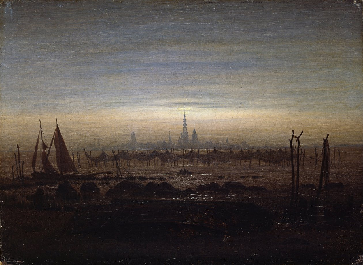 Greifswald in moonlight by Caspar David Friedrich