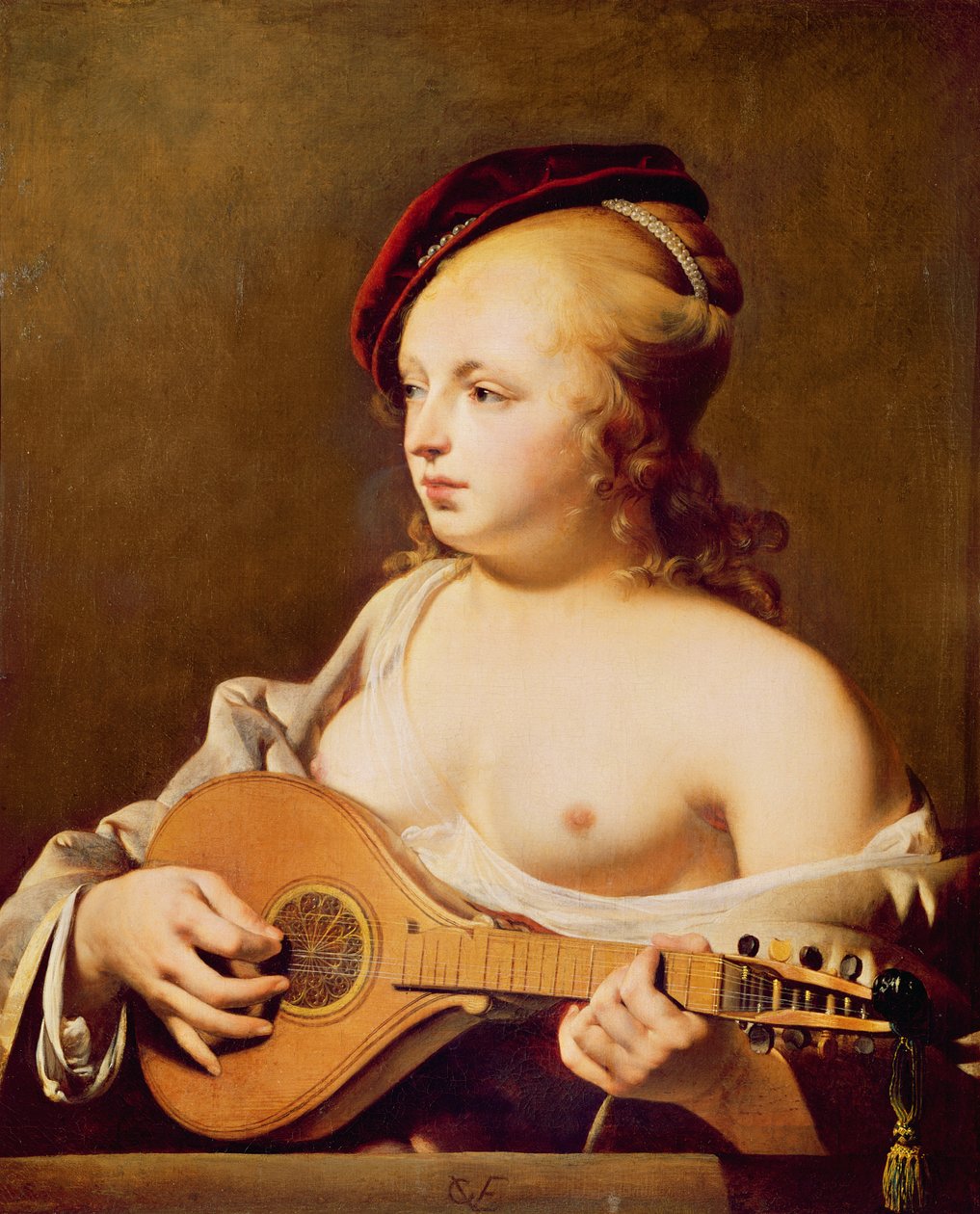 The Cittern Player by Cesar Boetius van Everdingen