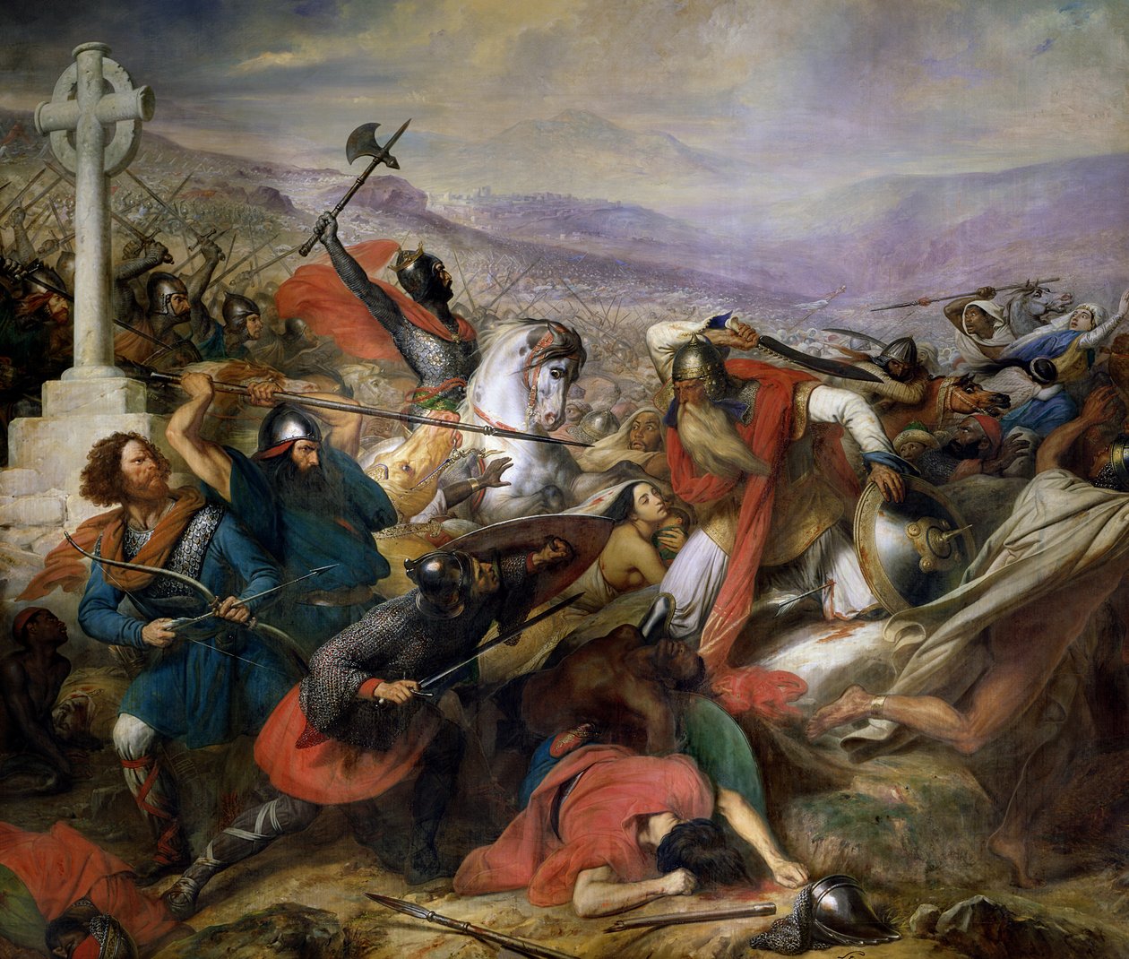 The Battle of Poitiers, 25th October 732, won by Charles Martel, 1837 by Carl von Steuben