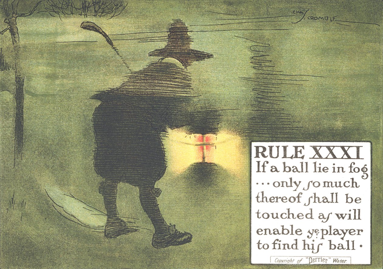 Rule XXXI: If a ball lie in fog...only so much thereof shall be touched as will enable ye player to find his ball, from 