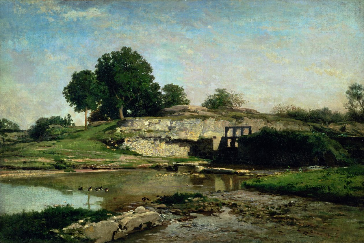 The Lock at Optevoz by Charles Francois Daubigny