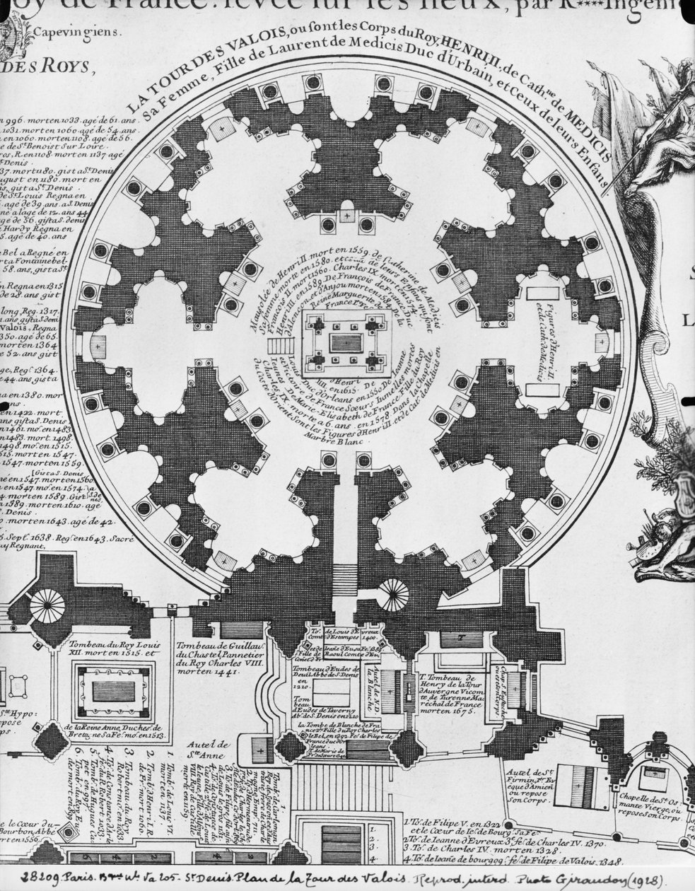 Basilica Saint-Denis, Plan of the Valois Tower by Charles Inselin