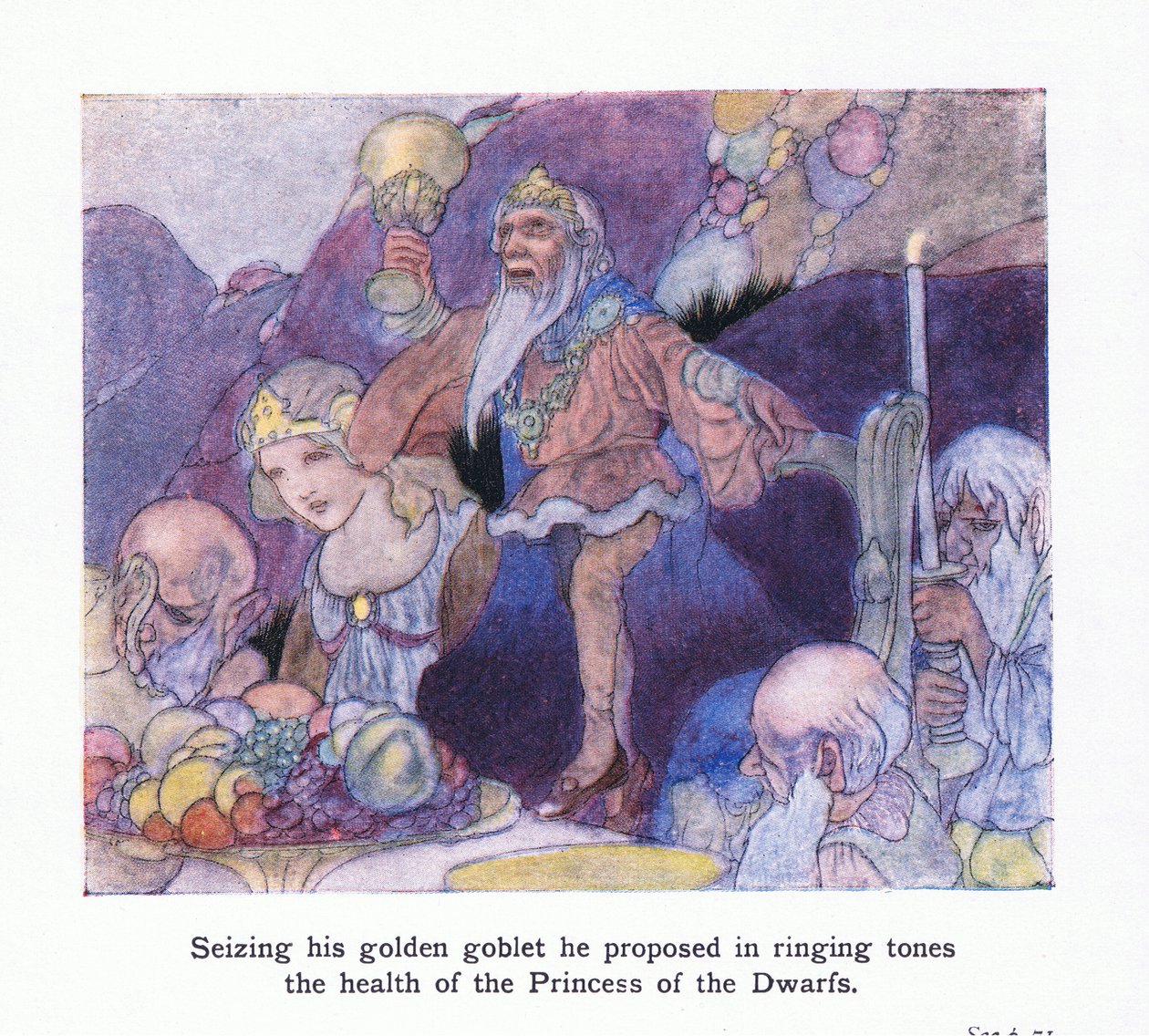 Seizing His Golden Goblet He Proposed in Ringing Tones the Health of the Princess of the Dwarfs by Charles Robinson