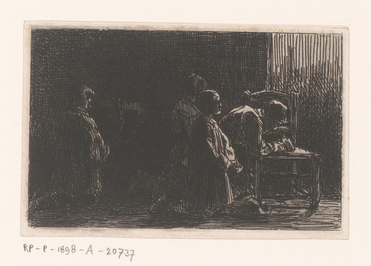 Praying Figures Before a Chair by Charles Emile Jacque