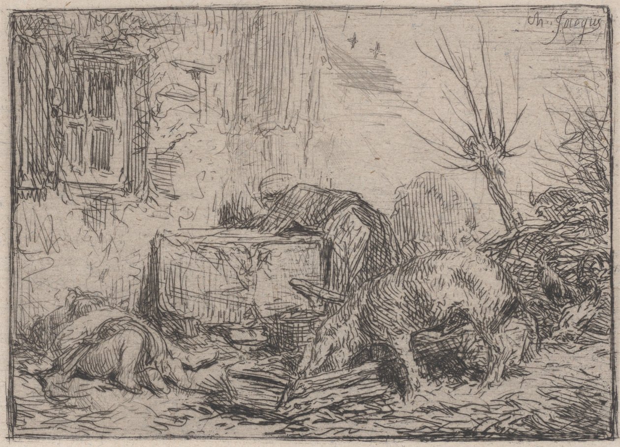 Farmyard by Charles Emile Jacque
