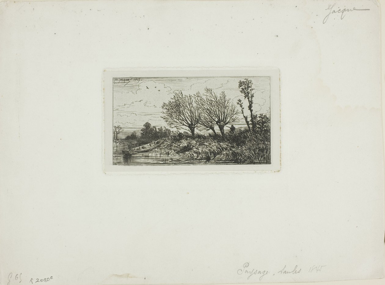 Landscape, Willow Trees by Charles Emile Jacque