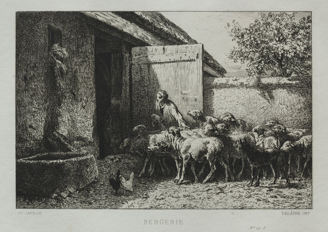 Sheepfold by Charles Emile Jacque