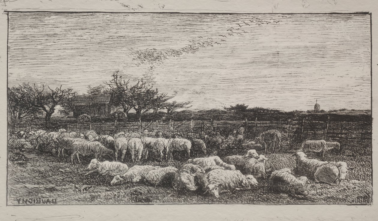 The Large Sheepfold by Charles Francois Daubigny