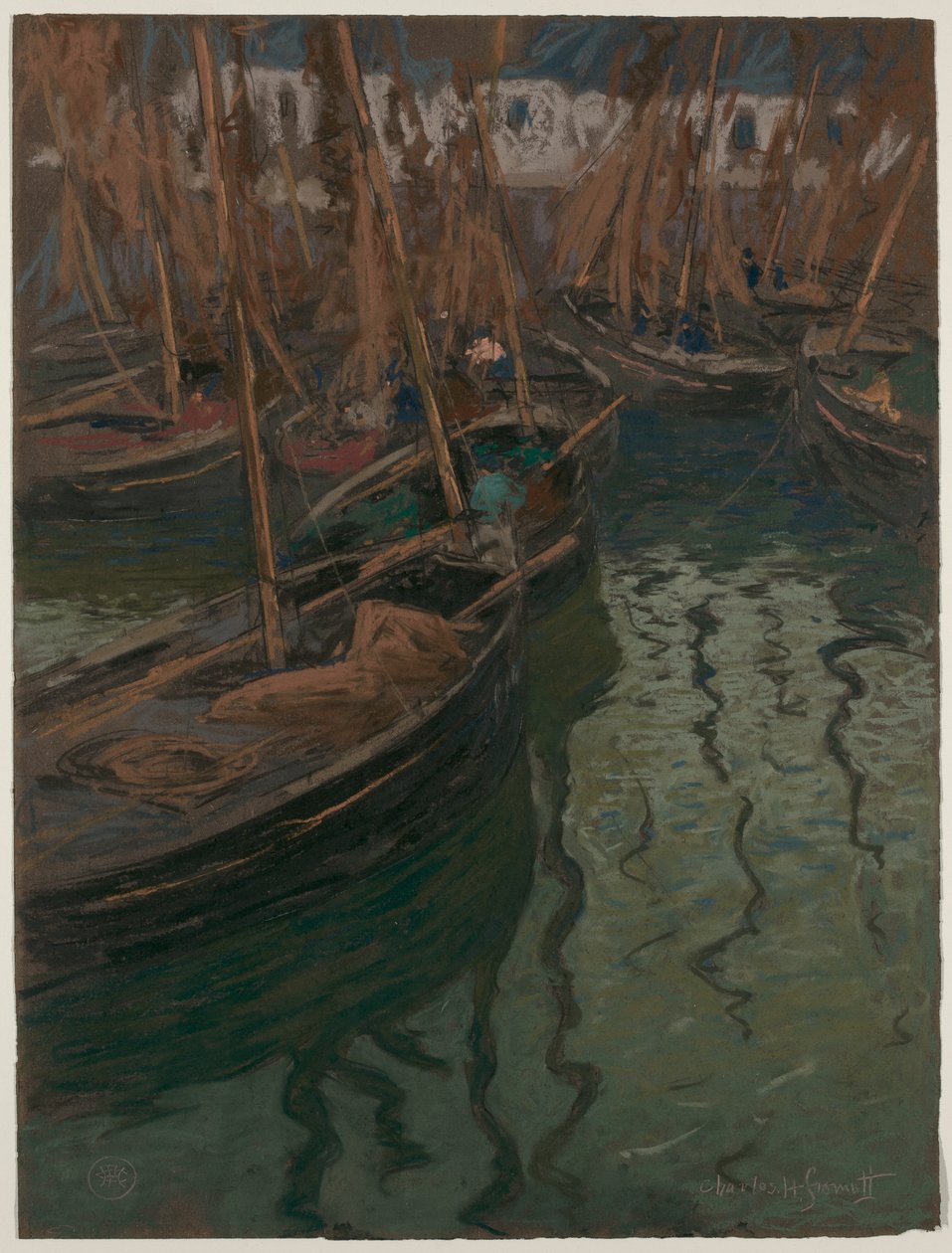 A Dock Harmony--Fishing Boats by Charles Fromuth