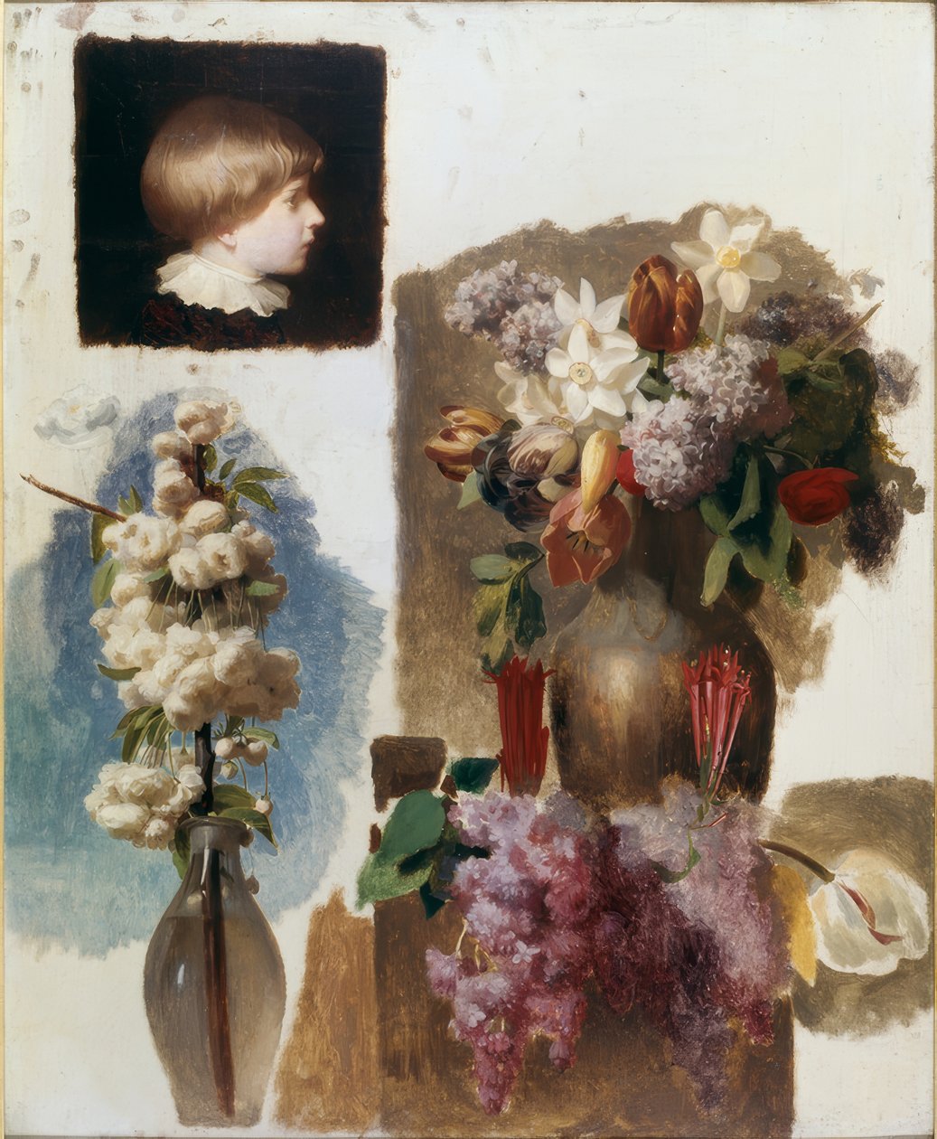 Flowers and Head (Study) by Charles Gleyre