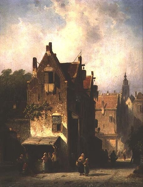 Street Scene with Figures by Charles Henri Joseph Leickert