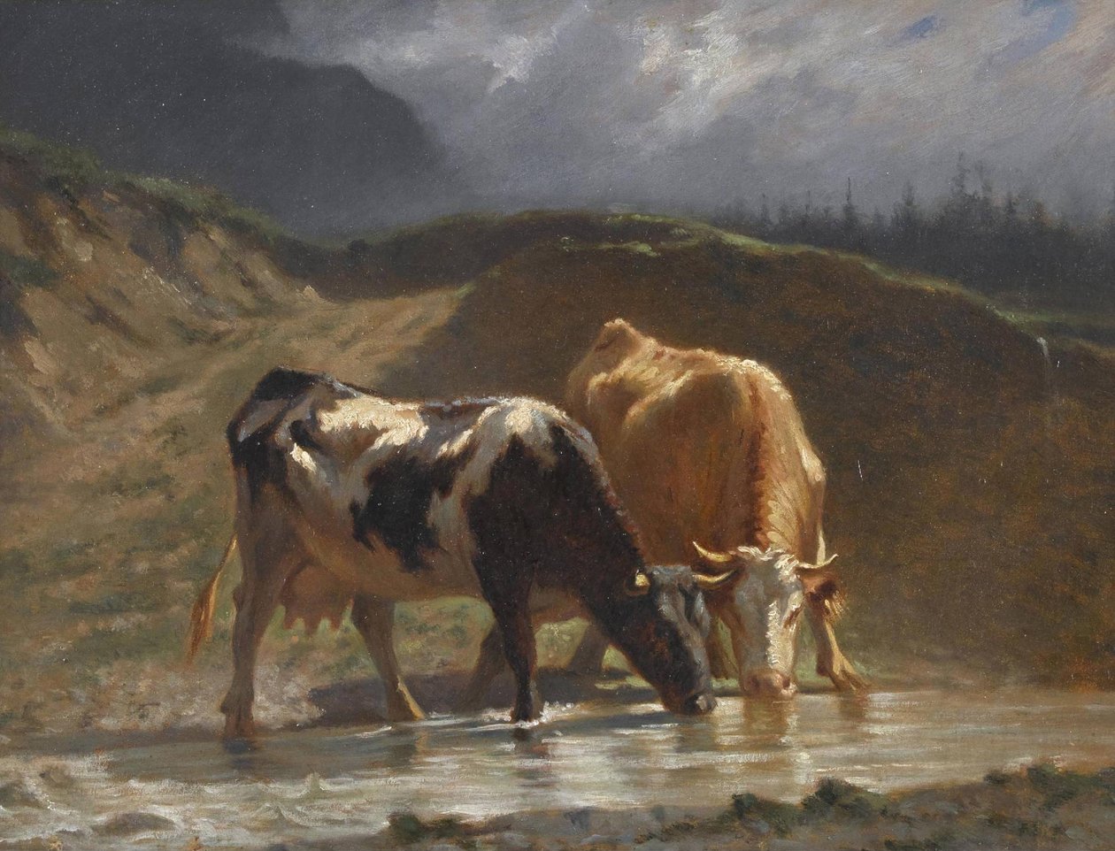 Cows at the Watering by Charles Humbert