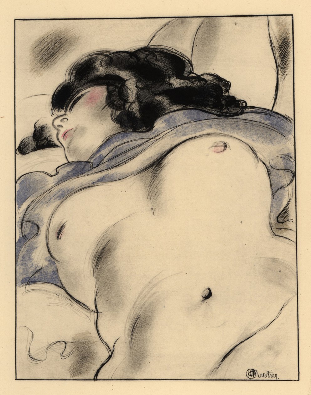 Half-naked woman asleep, exposing herself by Charles Martin