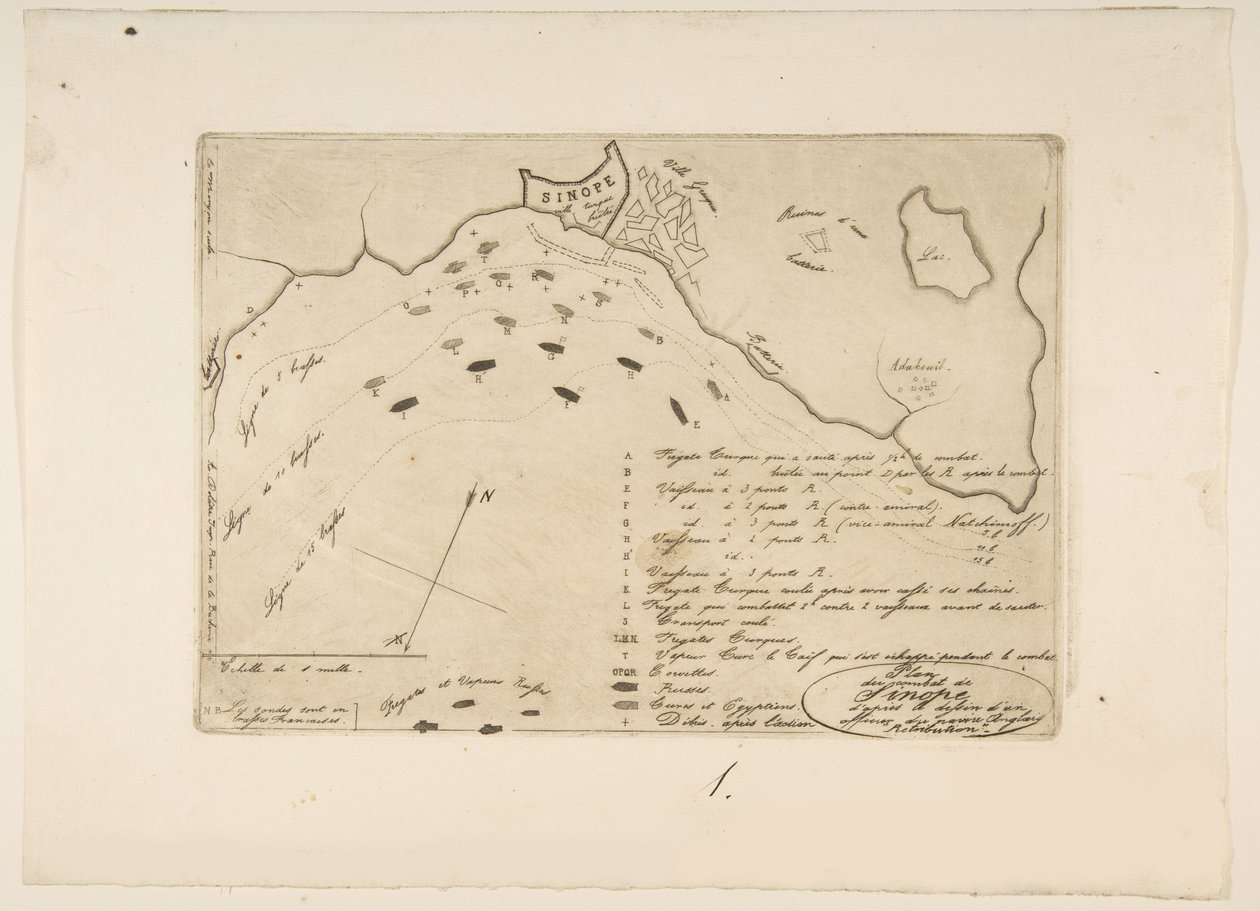 Plan of the Battle of Sinope, 1853 by Charles Meryon