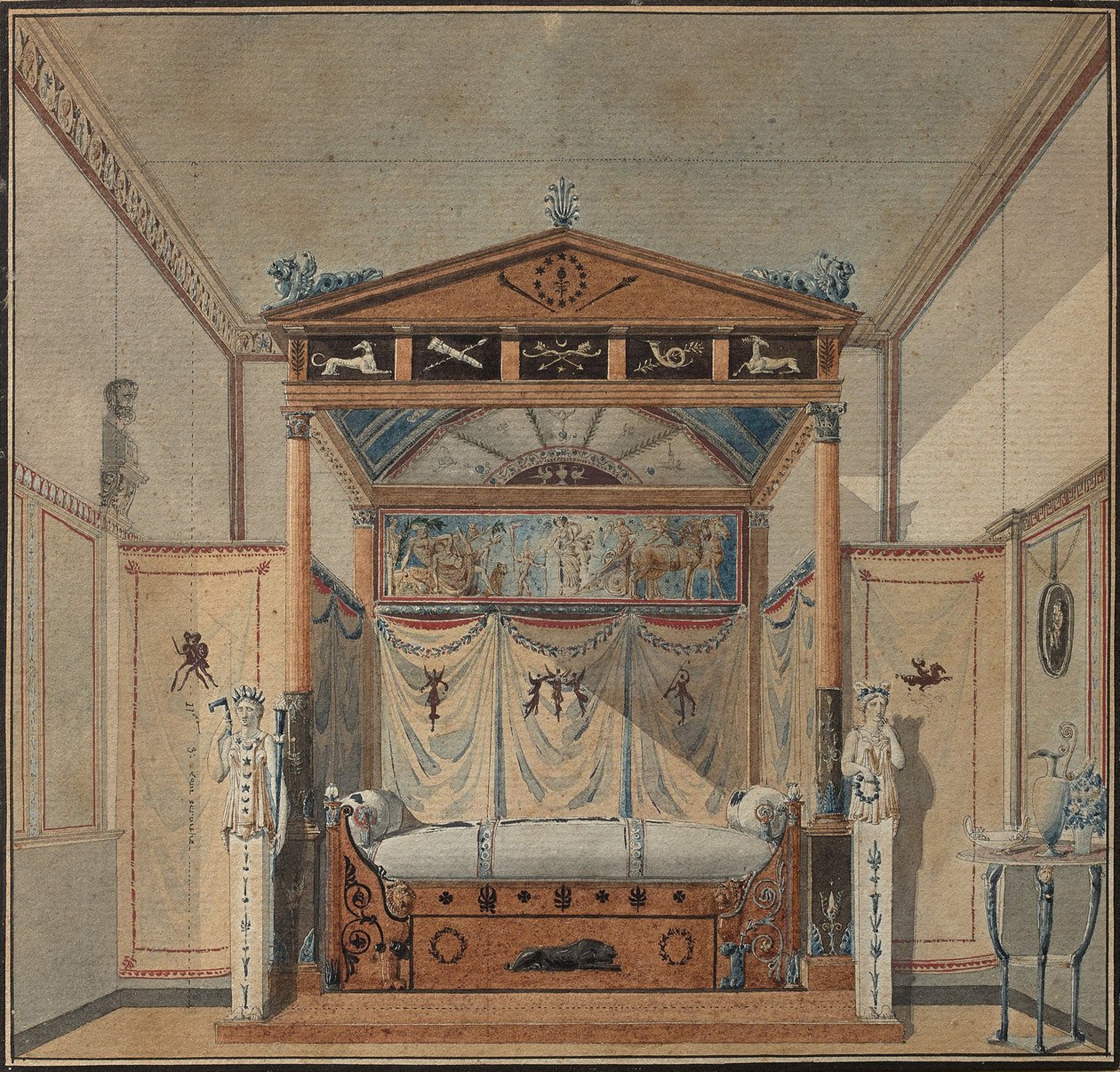 Design of the Bed, c.1800 by Charles Percier